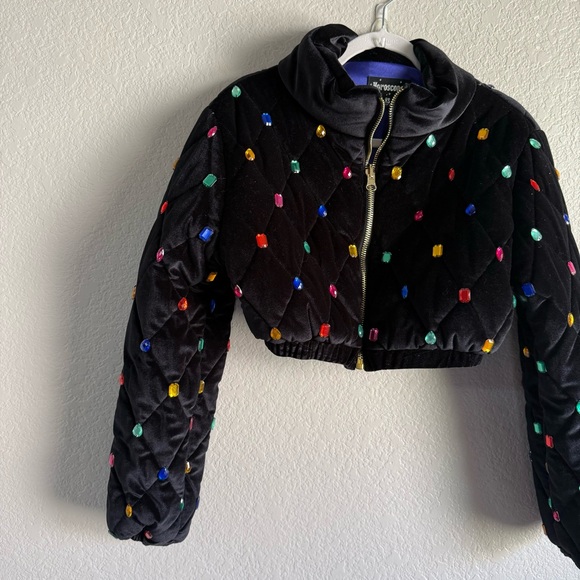 Dolls Kill Black Gem Bomber Jacket Horoscopez natural wonder puffer - Picture 5 of 9